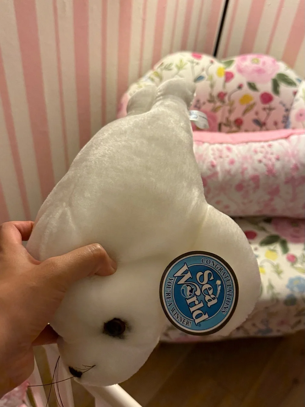 Soft White Plush Seal Pet Toy - Cute Cuddly Stuffed Animal